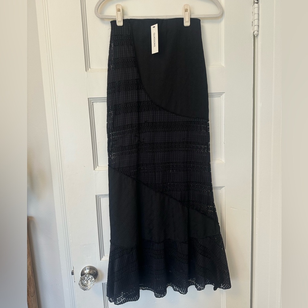Black lace maxi skirt